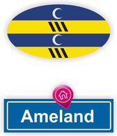 Ameland eiland vlaggen auto stickers set van 2 stickers