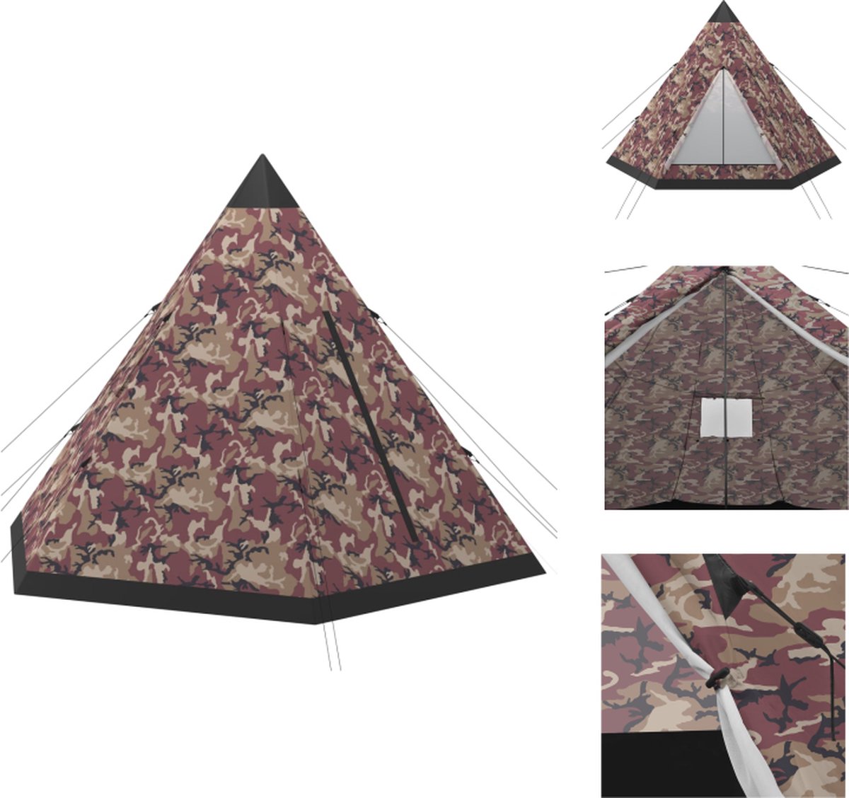 vidaXL Tipi 4-persoons kampeertent - 300 x 200 cm - Groen - Tent