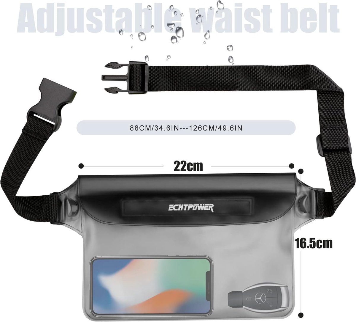 BTTLNS Heuptas - Waterdichte Heuptas - Drybag - Heuptasje Voor Het Zwemmen Waterdichte Tas Vakantie Reizen Festival Antigone 1 0 Oranje