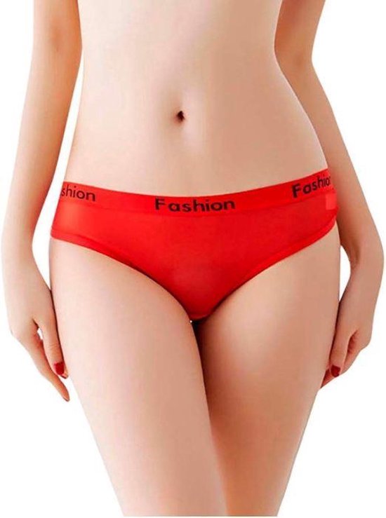 Jumada's - Slip Mode pour femme - Sans Couture & Sexy Transparent - Rouge - L (Large) - Pratiquement invisible sous les leggings