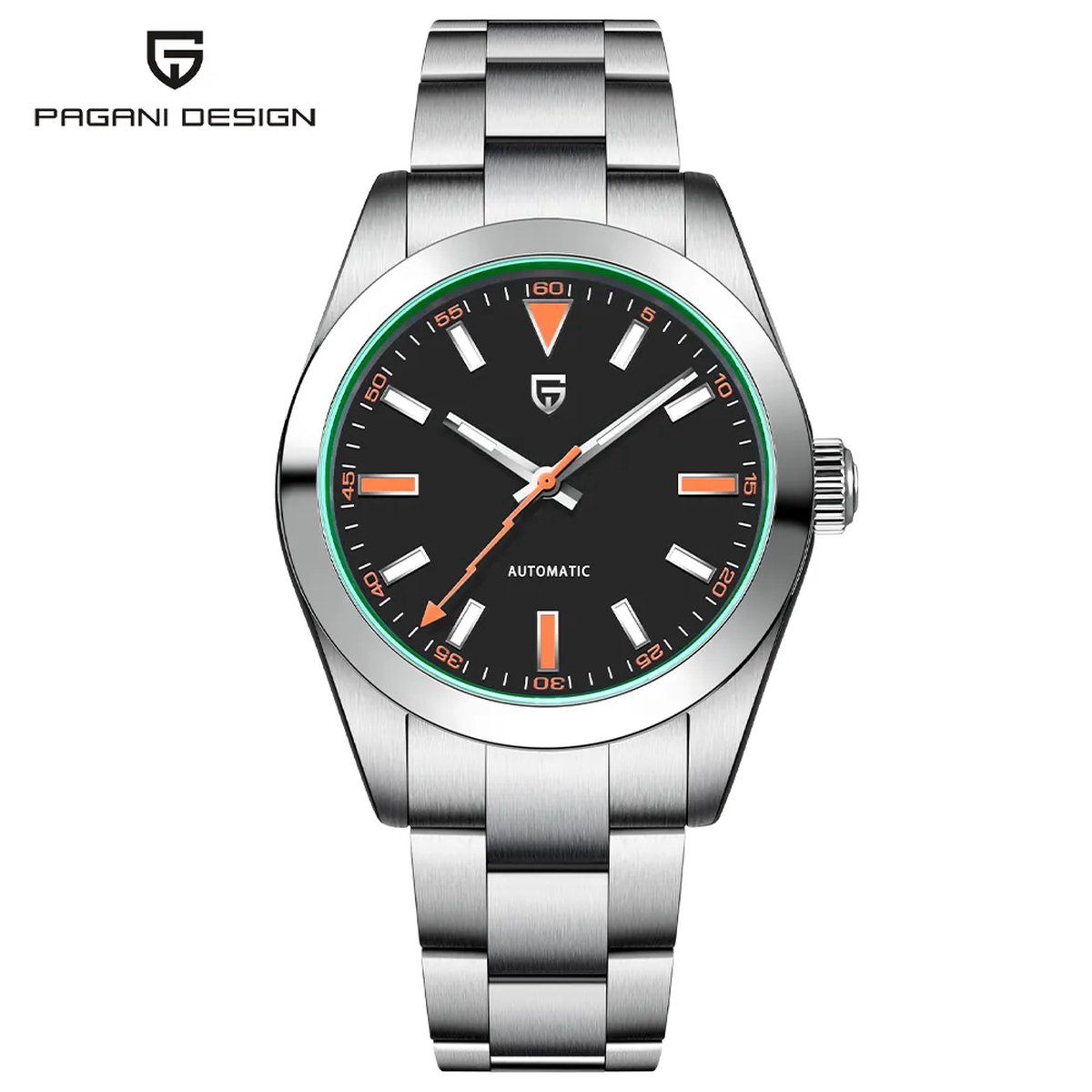 Pagani Design Horloge Heren - Cadeau voor Man - Horloges voor Mannen - 40 mm - Zilver Zwart