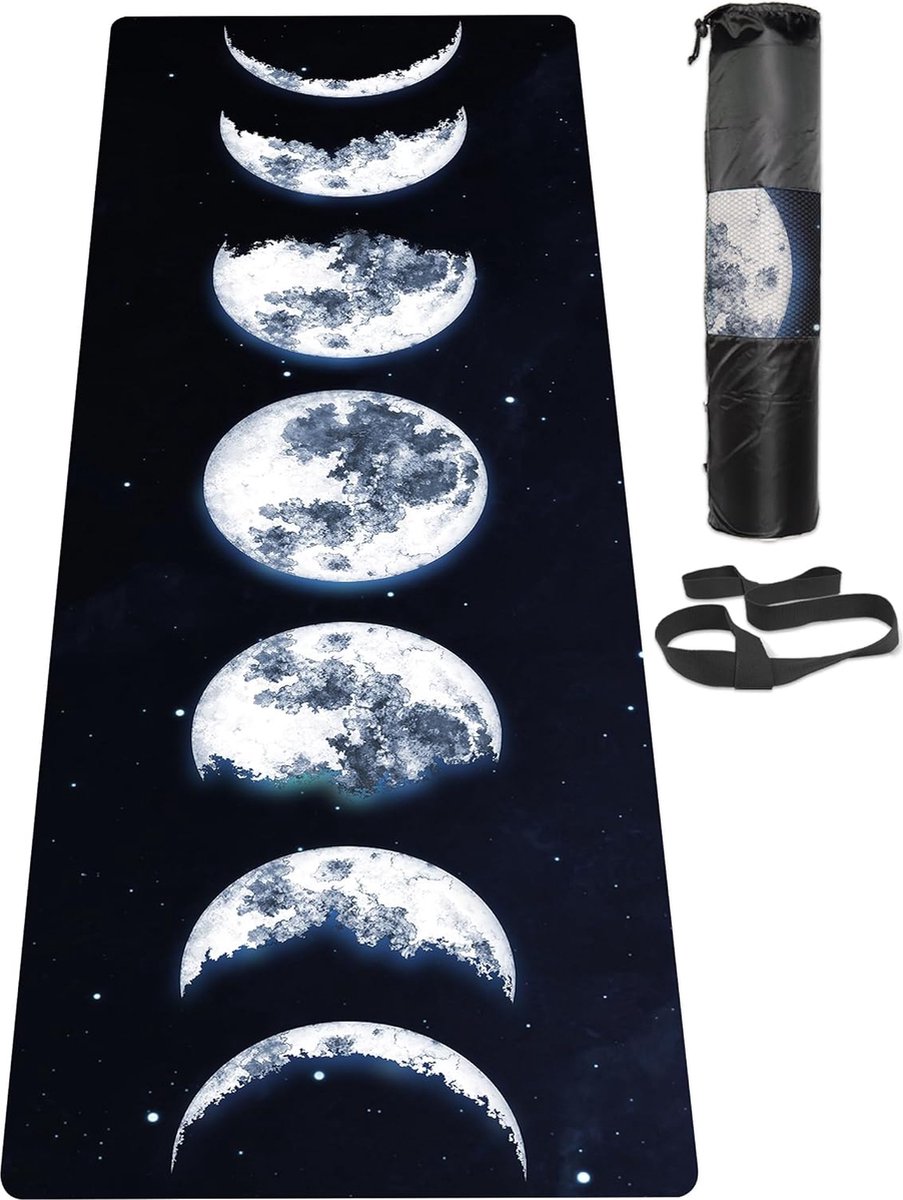 Yogamat, antislip, milieuvriendelijke trainingsmat met draagriem, dikke oefen- en trainingsmat voor yoga, pilates en fitness (183 cm x 61 cm x 6 mm)