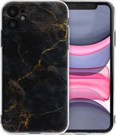 iMoshion Hoesje Geschikt voor iPhone 11 Hoesje Siliconen - iMoshion Design hoesje - Meerkleurig / Black Marble