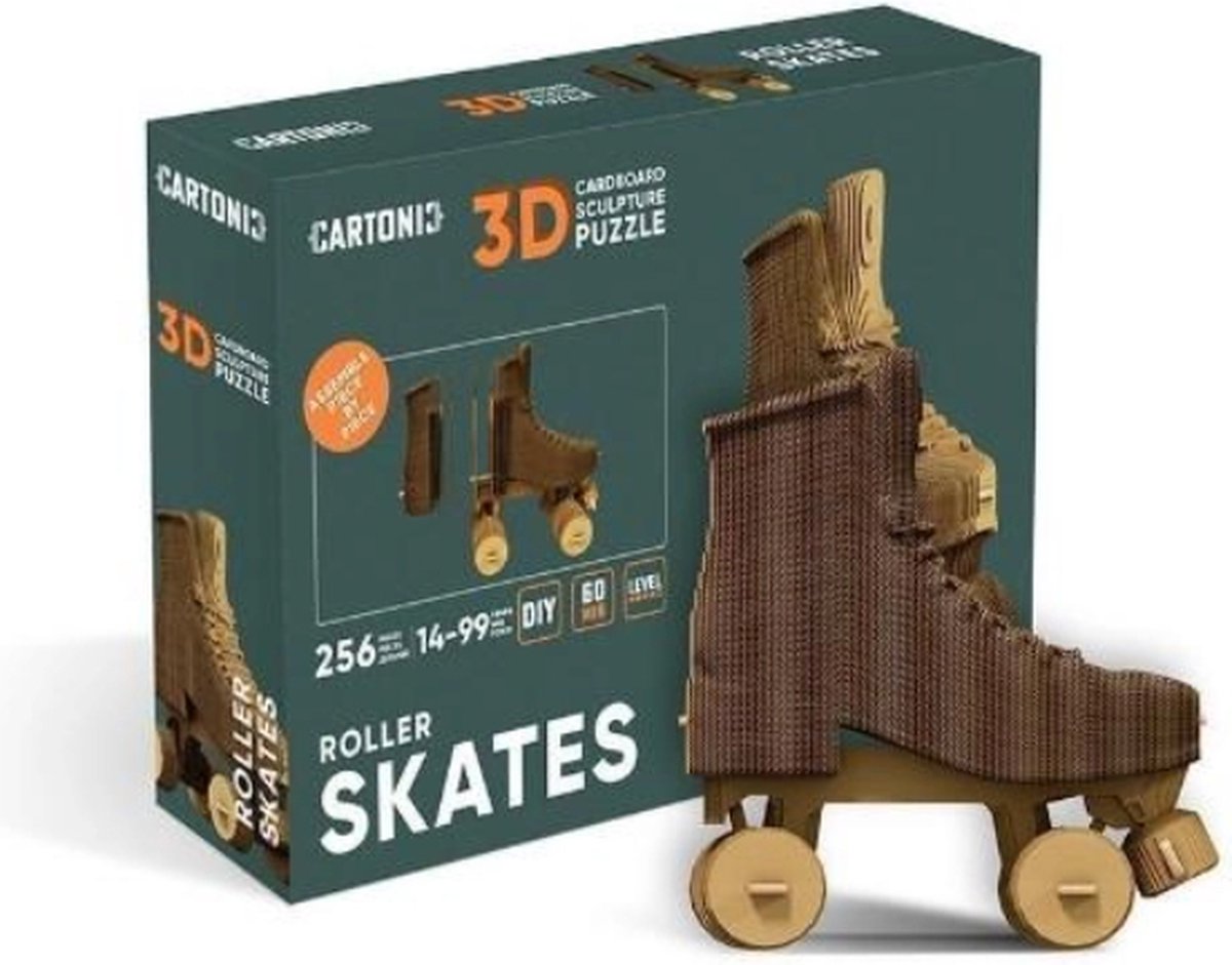 CARTONIC- Roller Skates- 3D Puzzel-Speelgoed- Puzzel-DIY- Creatief- Karton- Kinderen en volwassen- 3D- puzzel
