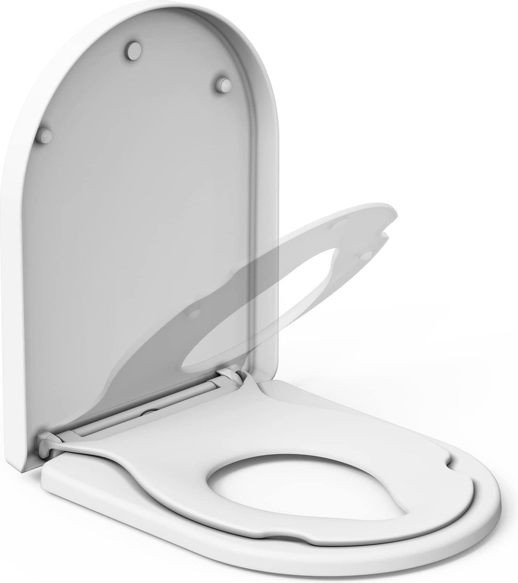 Toiletdeksel met kinderzitje, wc-deksel met softclosemechanisme en quick-release-functie, raakt nooit wc-bril, gemakkelijk te reinigen, D-vorm, wit, toiletbril met kinderen, wc-bril voor kinderen