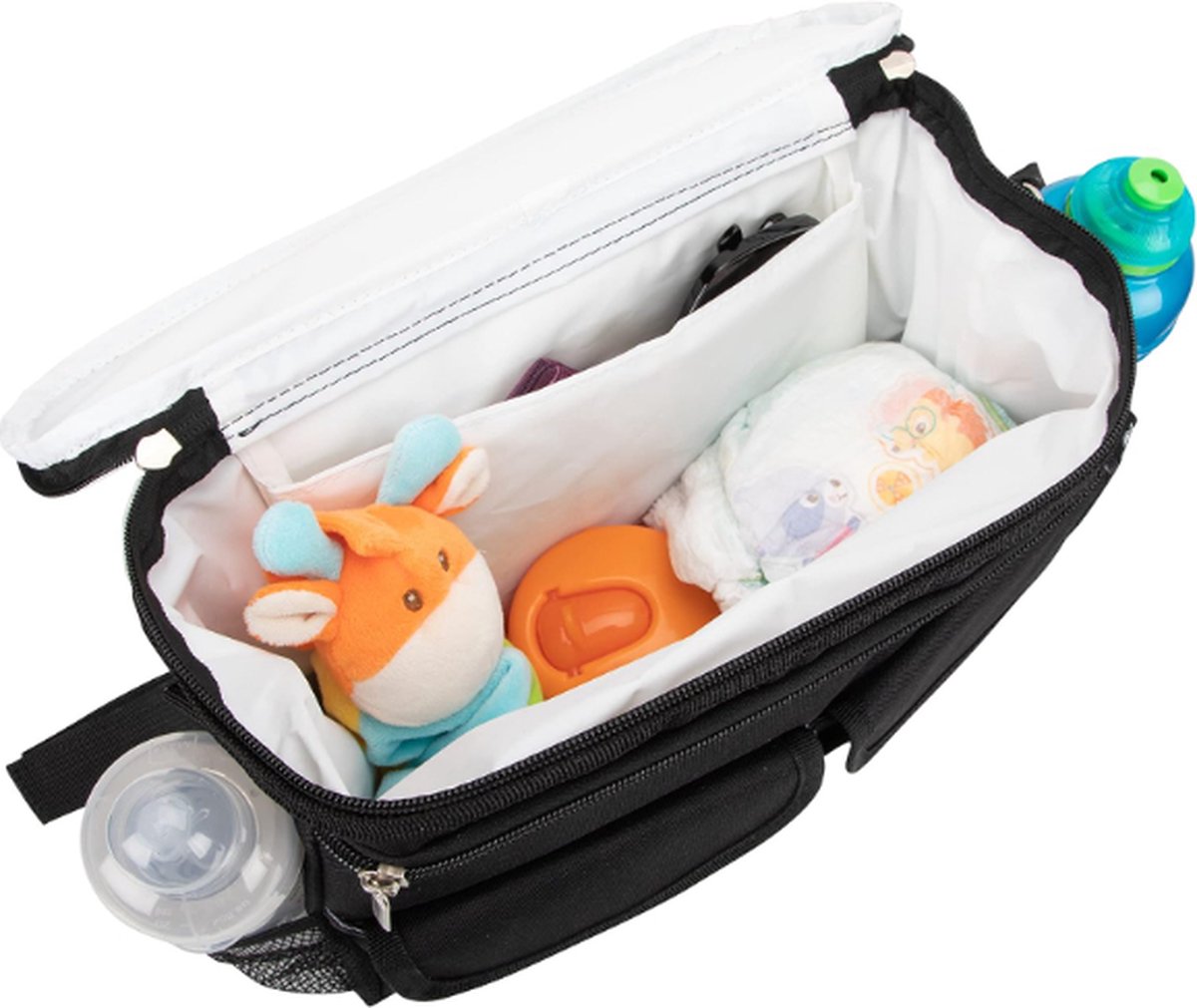 Organisateur Poussette Imperméable - Sac De Rangement Universel Avec Porte-Gobelets - 30x18x15cm