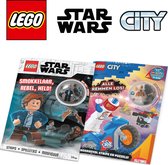 LEGO City + Star Wars - Voordeelbundel van 2 doeboeken met LEGO City en Star Wars poppetjes - vanaf 5 jaar - LEGO boek pakket 6 jaar / 7 jaar / 8 jaar/ 9 jaar / 10 jaar - Inclusief LEGO poppetjes / figuren - Cadeau jongen / meisje