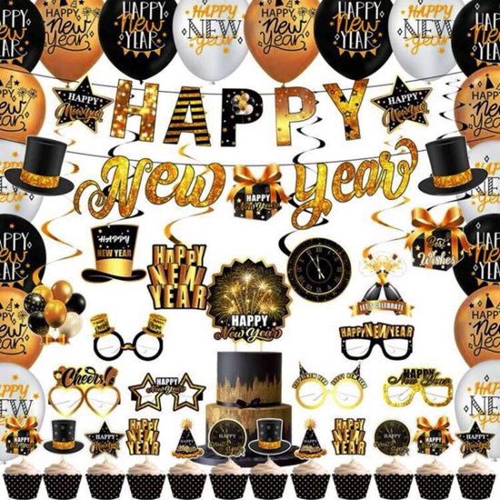 52 delig Happy New Year VersieringOud en Nieuw Feest Decoratieset