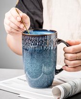 SHOP YOLO-tasse à café-tasse en céramique grande capacité avec anse-bleu -600 ml- cadeaux saint valentin