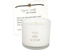 MY FLAME - sojakaars met wensarmbandje - 'You are a star' - Fresh Cotton - 35 branduren - Wit