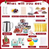 Doe-het-zelf kaarsenset, kerstkaarsenmaken, kit, doe-het-zelf kaarsenmaakset, geurkaarsen, geschenken, 8 kaarsblikjes, 4 kleurstoffen, siliconen vorm, bijenwas, kaarsenlonten voor kaarsen,