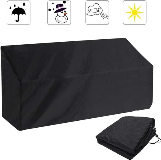 Waterdichte outdoor tafelhoezen, 220 x 155 x 90 cm, winddicht, anti-uv, scheurbestendig, waterdichte tuinmeubelhoes voor tuinstoel en tafelbank, zwart