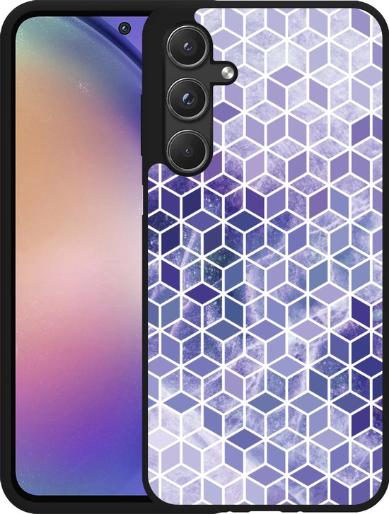 Cazy Hardcase Hoesje geschikt voor Samsung Galaxy A55 Paars Hexagon Marmer