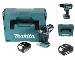 Makita DDF 485 T1J accuboormachine 18V 50Nm in Makpac + 1x 5,0 Ah accu - zonder oplader