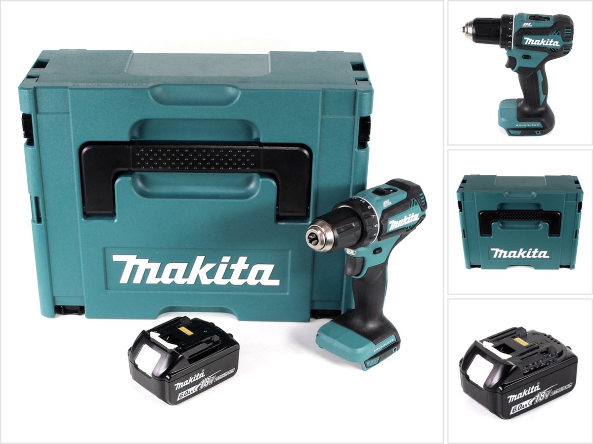 Makita DDF 485 G1J accuboormachine 18V 50Nm in Makpac + 1x 6,0 Ah accu - zonder oplader