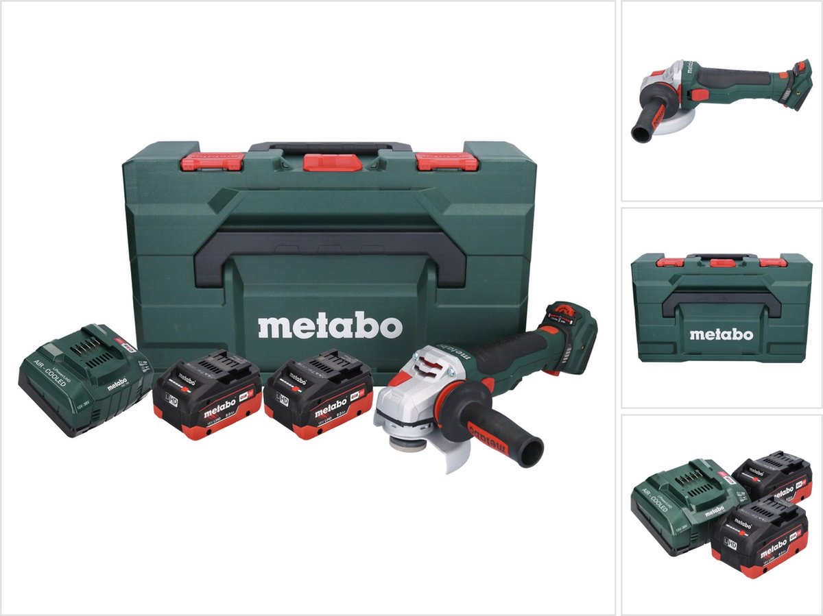 Metabo WVB 18 LTX BL 15-125 Quick accu haakse slijper 18 V 125 mm borstelloos + 2x accu 8.0 Ah + lader + metaBOX