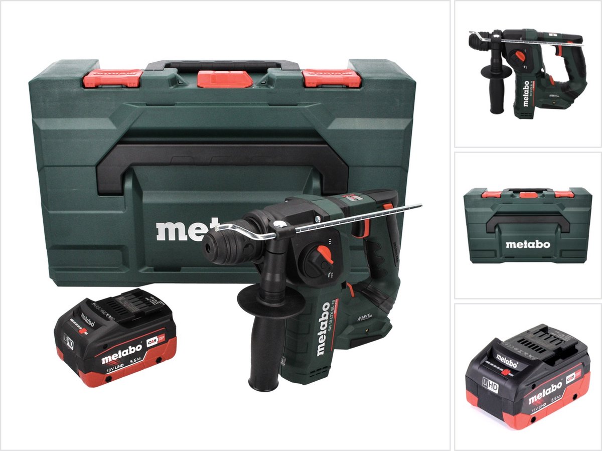 Metabo BH 18 LTX BL 16 accu-boorhamer 18 V 1,3 J SDS-plus Brushless + 1x accu 5,5 Ah + MetaBOX - zonder oplader