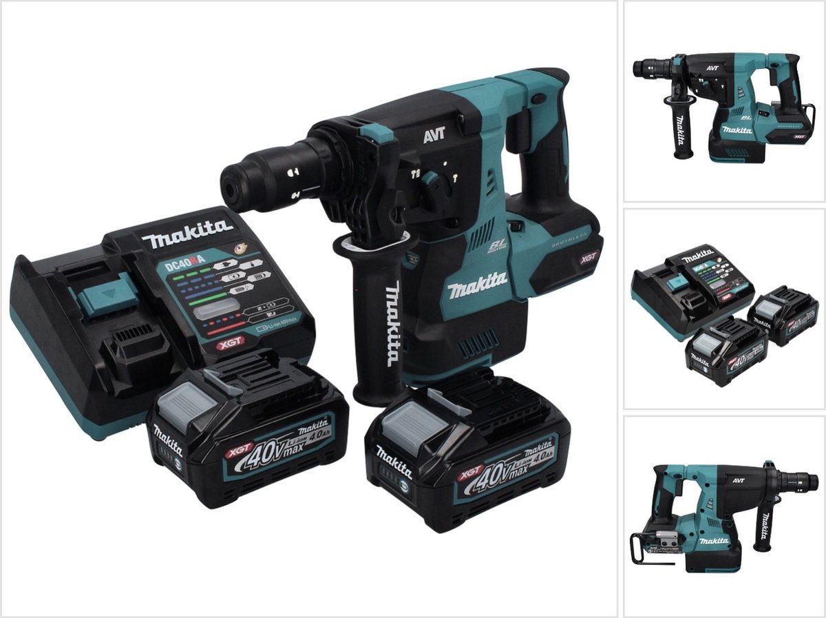 Makita HR 004 GM2 accu-combinatiehamer 40 V max. 2,8 J SDS plus XGT Brushless + 2x accu 4,0 Ah + oplader