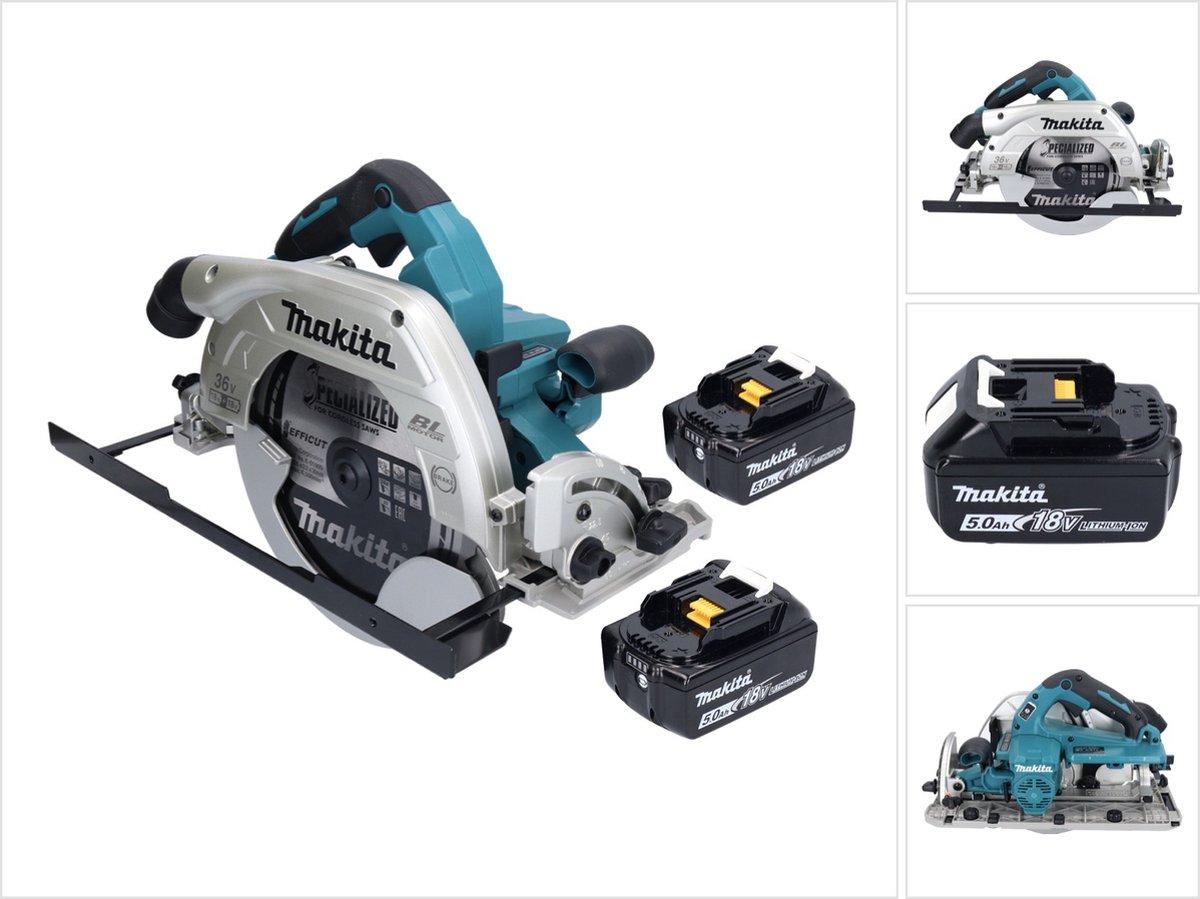 Makita DHS 900 T2U accu cirkelzaag 36 V ( 2x 18 V ) 235 mm borstelloos + 2x accu 5.0 Ah + Bluetooth adapter zonder oplader
