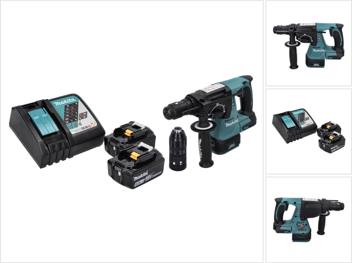 Makita DHR 243 RG accuboormachine 18 V SDS plus Brushless + 2x accu 6,0 Ah + oplader