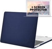 2-in-1 Beschermset - Geschikt voor MacBook Air 13,3 inch - Case + Screenprotector - Cover Hardcase - A1932/A2179/A2337 M1 (2018-2020) - Donkerblauw