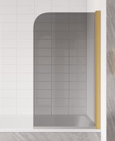 Badplaats Badwand Torino 80 x 140 cm - Rookglas - Goud - Badscherm Draaibaar 5 mm dik - Veiligheidsglas