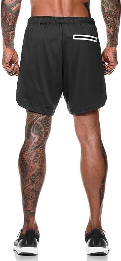 Fritzline® Pantalon de sport 2 en 1 noir taille XL avec poche téléphone - Short de sport confortable - Pantalon de sport homme - Pantalon fitness - Short - Vêtements de sport - Shorts 2 en 1 - Poches téléphone