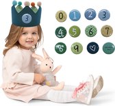 verjaardagskroon-koninklijke kroonvorm met leeftijd naar keuze van 1-9 jaar-Comfortabel Katoen - Elegant Design - Ultiem Comfort- aquamarijnblauw