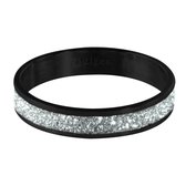 Quiges Stapelring Ring - Vulring zilverkleurig Glitter - Dames - RVS zwart - Maat 19 - Hoogte 4mm