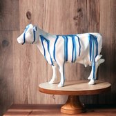 Beeldje Holstein koe blauw en wit