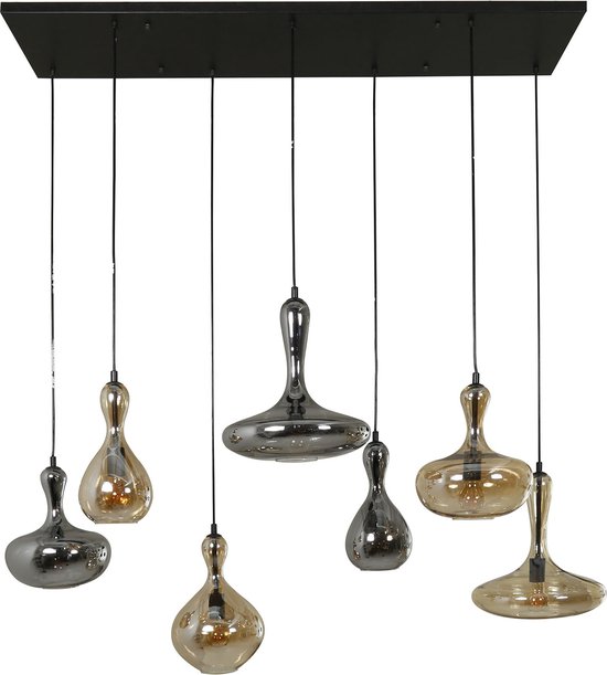 Design hanglamp Artic zwart | 4+3 lichts karaf | 145x50x150 cm | eetkamer / woonkamer | industrieel / modern design | metalen afwerking