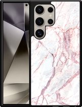 Cazy Hardcase Hoesje geschikt voor Samsung Galaxy S24 Ultra White Pink Marble