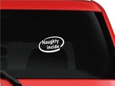 Witte Naughty inside sticker - ondeugend - autosticker wit - fun sticker - 15,2 x 9,5 cm - aut129
