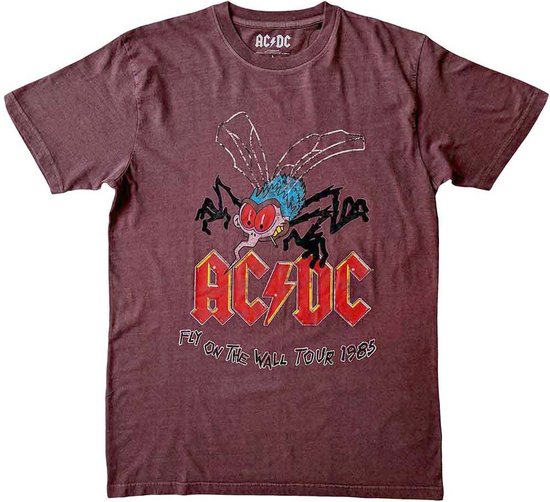 T-shirt Officiel AC/DC 'Fly On The Wall Tour' (Bordeaux) - Neuf Avec étiquettes