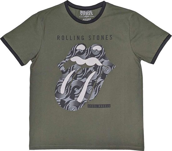 The Rolling Stones - Black & White Tongue Heren T-shirt - 2XL - Groen