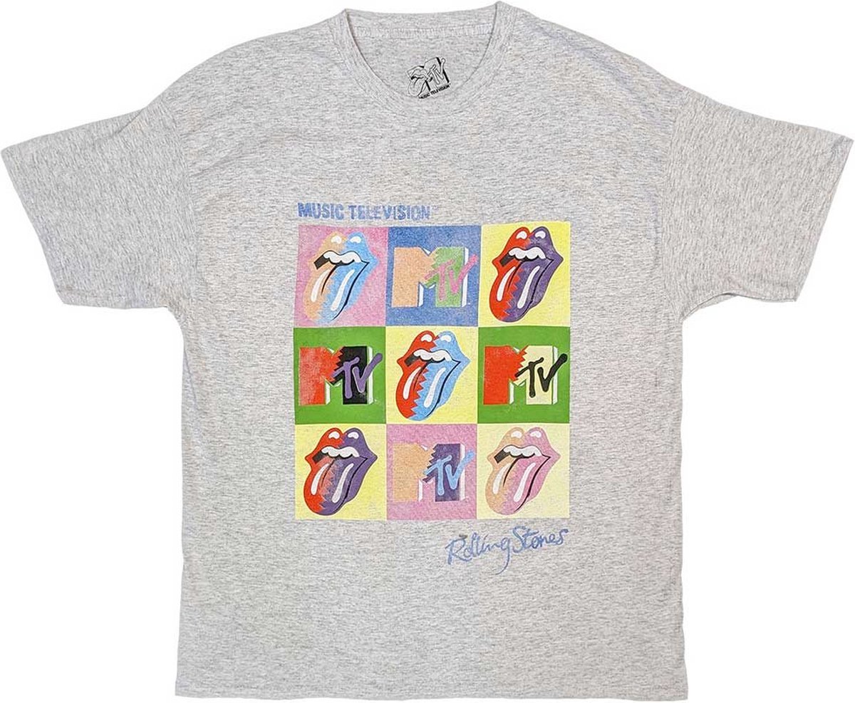 MTV - Rolling Stones Warhol Squares Heren T-shirt - 2XL - Grijs
