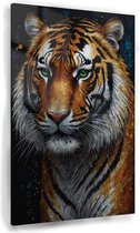 Peinture Tigre aux yeux verts - Peintures Animaux - Peinture sur verre tigre - Décoration murale chambre d'enfant - Peintures sur verre acrylique - Art mural - 80 x 120 cm 5mm