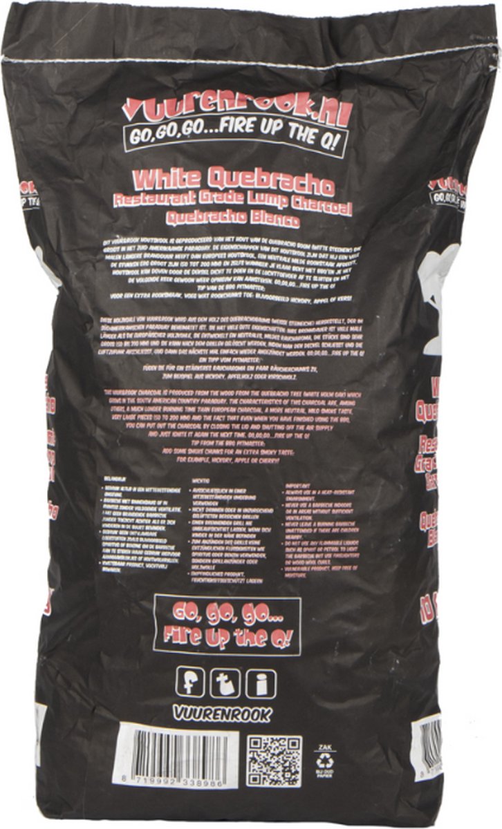 Vuur&Rook White Quebracho Restaurant Grade Lump Charcoal - 10 kg