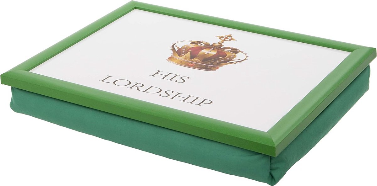 His Lordship Crown Design Lap Tray met kussen, meerkleurig, 33 x 44 x 8 cm