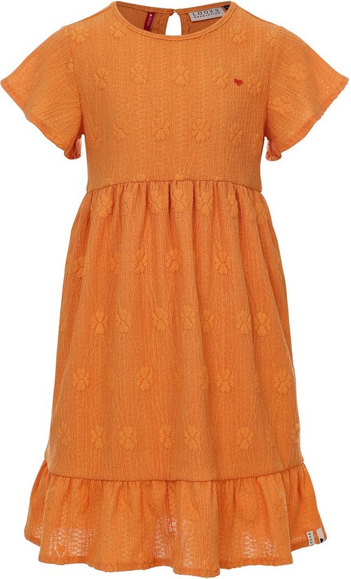 LOOXS Little 2411-7809-533 Robe Filles - Taille 122 - Oranje en 98% poly 2% élasthanne
