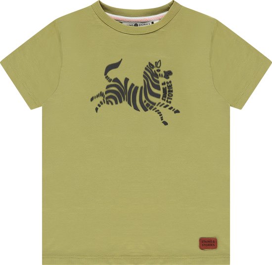 Stains and Stories boys t-shirt short sleeve Jongens T-shirt - kiwi - Maat 128
