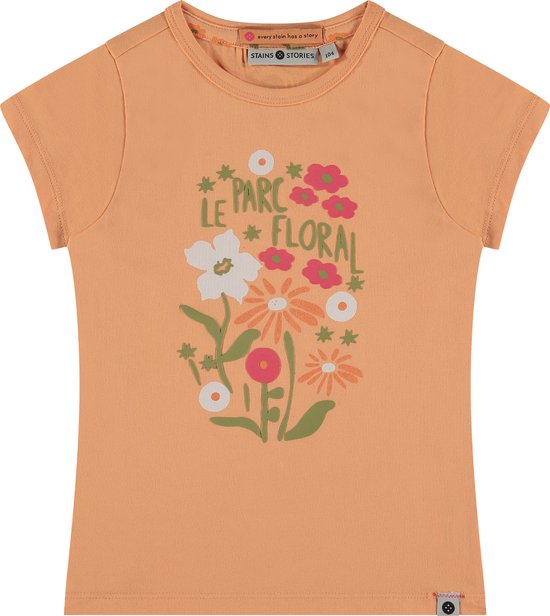 Stains and Stories girls t-shirt short sleeve Meisjes T-shirt - cantaloupe - Maat 110