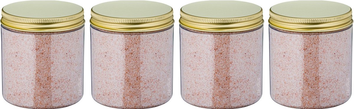 Goedkoopste Claudius Himalayazout 300 gram - fijne korrels (0,4 - 0,9 mm) - 100 natuurlijk - Pot met goude deksel - per 4 stuks
