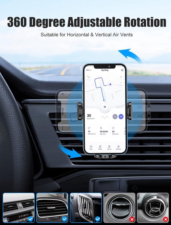 Telefoonhouder, achteruitkijkspiegel, telefoonhouder voor de auto, 360 graden