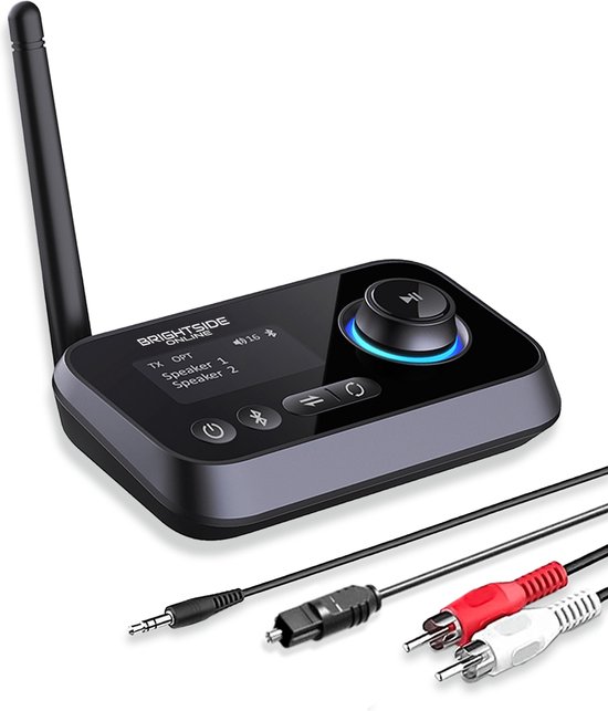 Foto: Brightside bluetooth zender en ontvanger receiver draadloze audio transmitter voor tv muziek dubbele koppeling