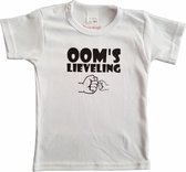 Wit baby t-shirt met "Oom's lieveling" - maat 92 - babyshower, zwanger, cadeautje, kraamcadeau, grappig, geschenk, baby, tekst, bodieke