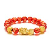 Edmondo - Feng Shui armband - 21 cm - Red / Rood - Origineel Feng Shui Rijkdom armband - Feng Shui Pixiu Wealth Bracelet - Attracts Wealth - Geluksbrenger armband