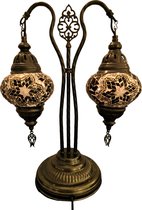 Baquey - Mozaïeken lampen - Tafellamp - Handgemaakt - Oosters - Bohemian - Mosaic - Decoratie - Cadeau artikel - Dubbele lamp - Gold star