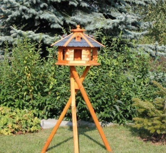 Vogelhuisje op voet - Vogelhuis op paal - Voederhuisje voor vogels op paal - Blauw (helderblauw)/groot