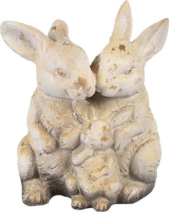 Clayre & Eef Figurine décorative Lapin 33 cm Marron Beige Matériau céramique